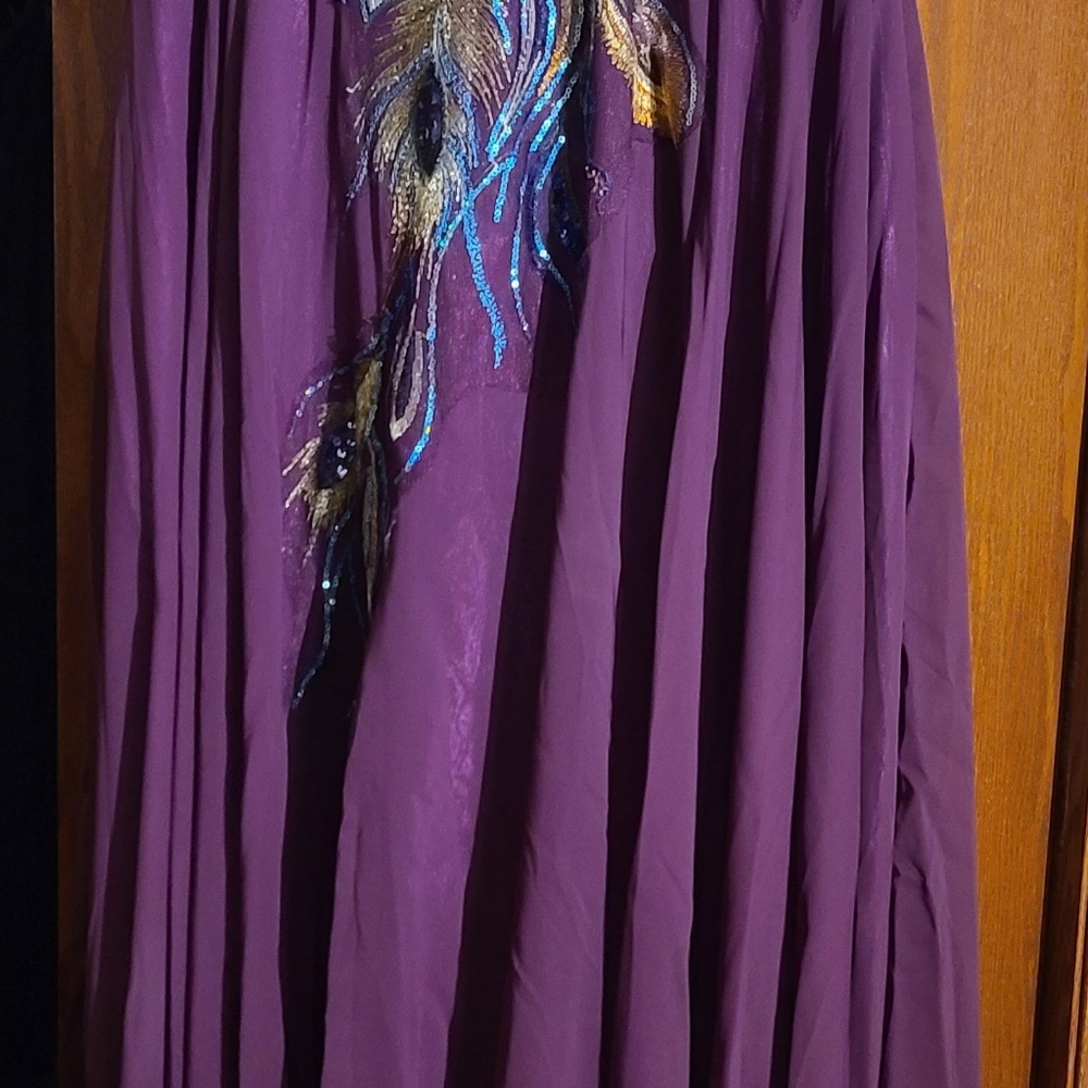Grace Karin Purple Strapless Dress with Peacock Embroidery - Picture 4 of 6